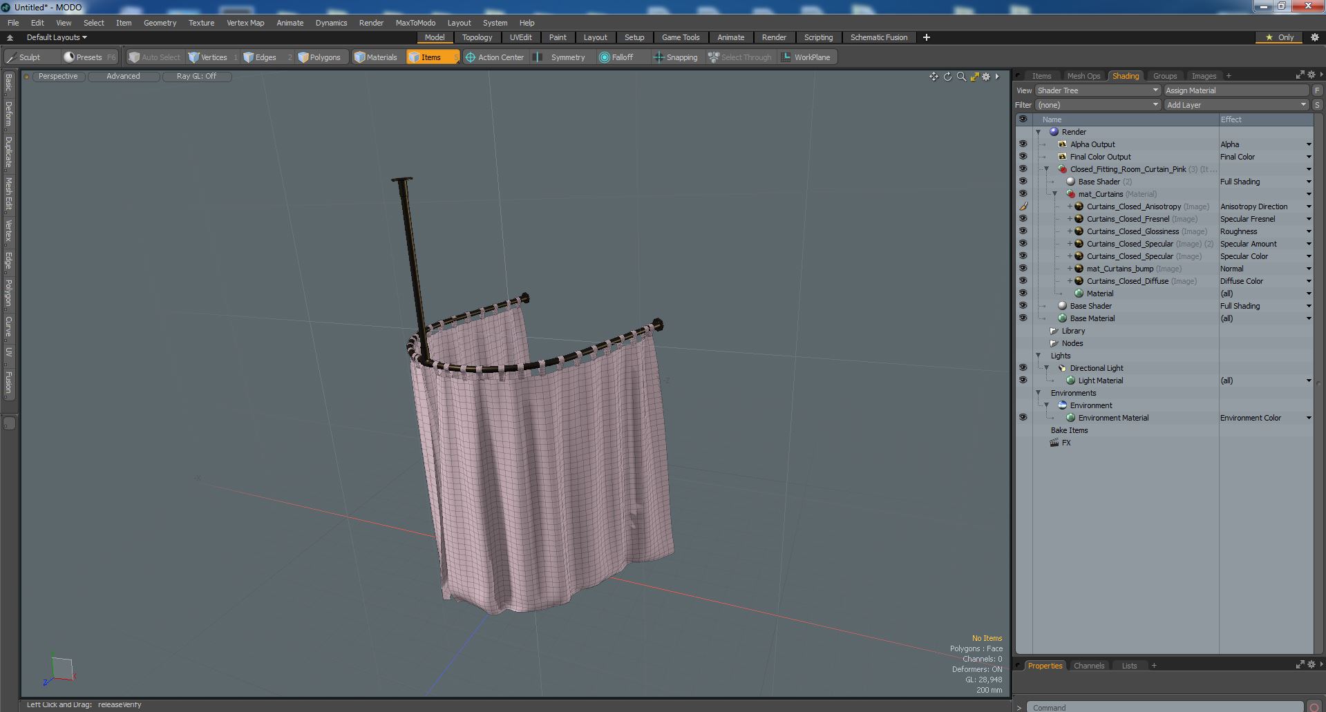 Closed Fitting Room Curtain Pink 3D