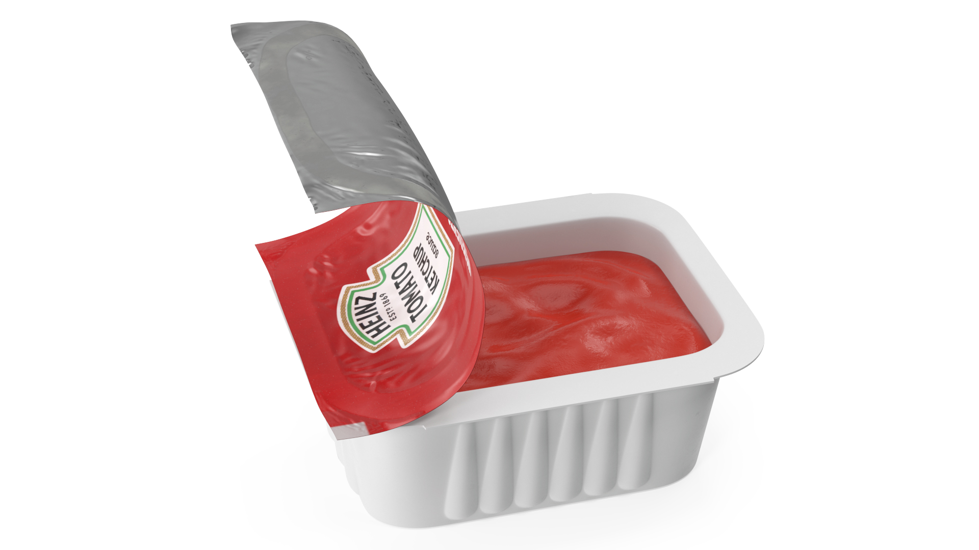 Heinz Tomato Ketchup Sauce Cup Opened 3D