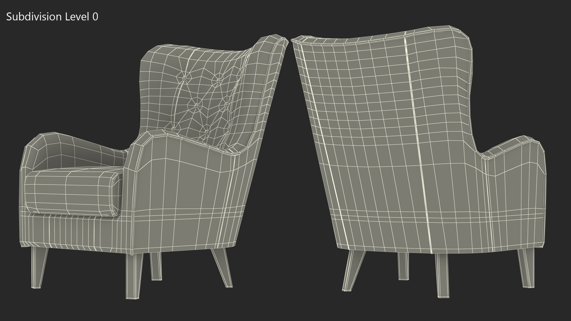Blue Designer Upholstered Armchair 3D model
