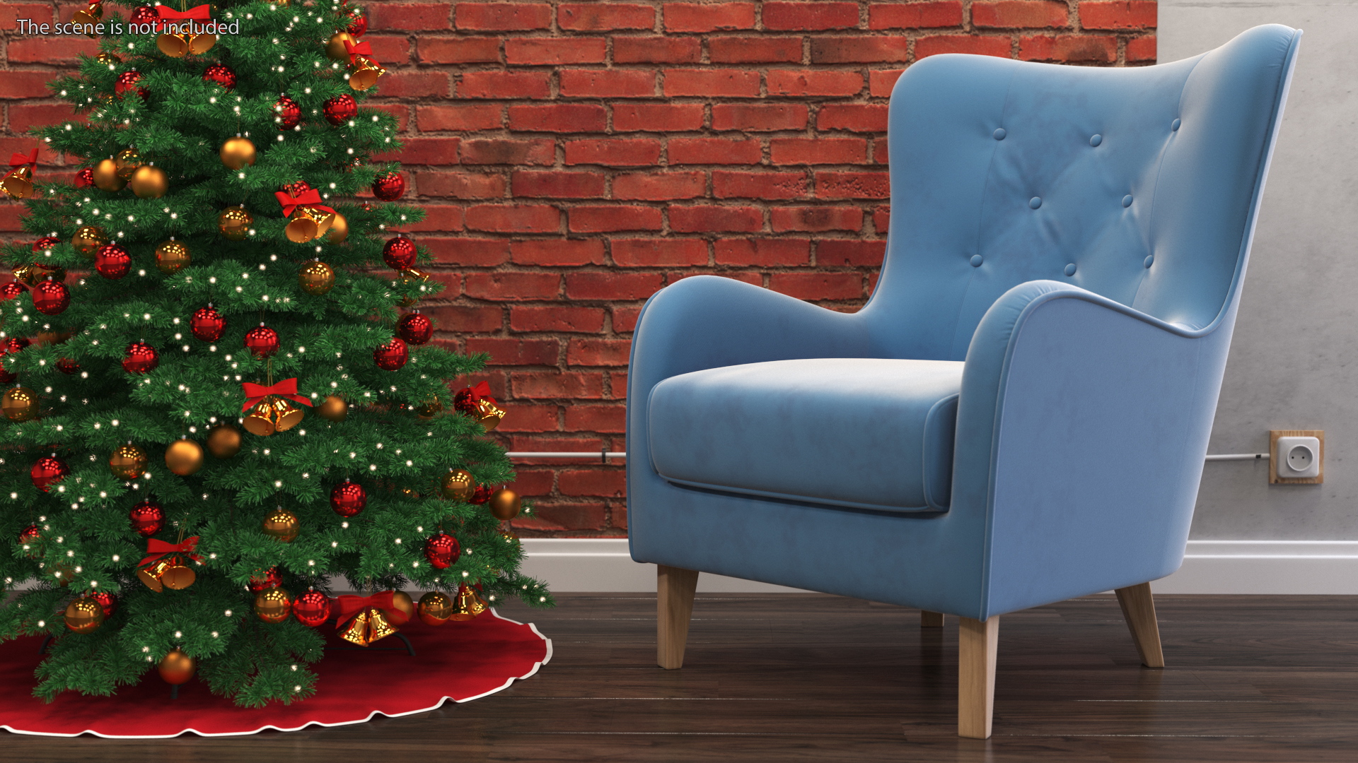 Blue Designer Upholstered Armchair 3D model