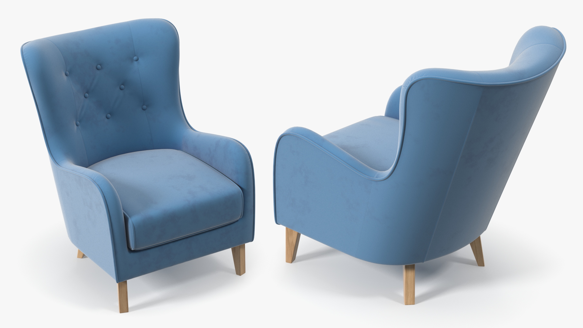 Blue Designer Upholstered Armchair 3D model