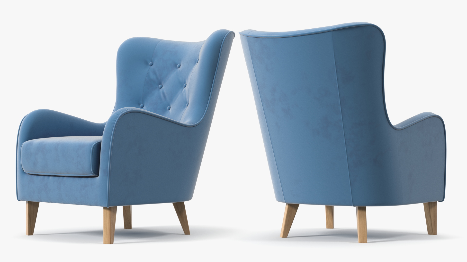 Blue Designer Upholstered Armchair 3D model