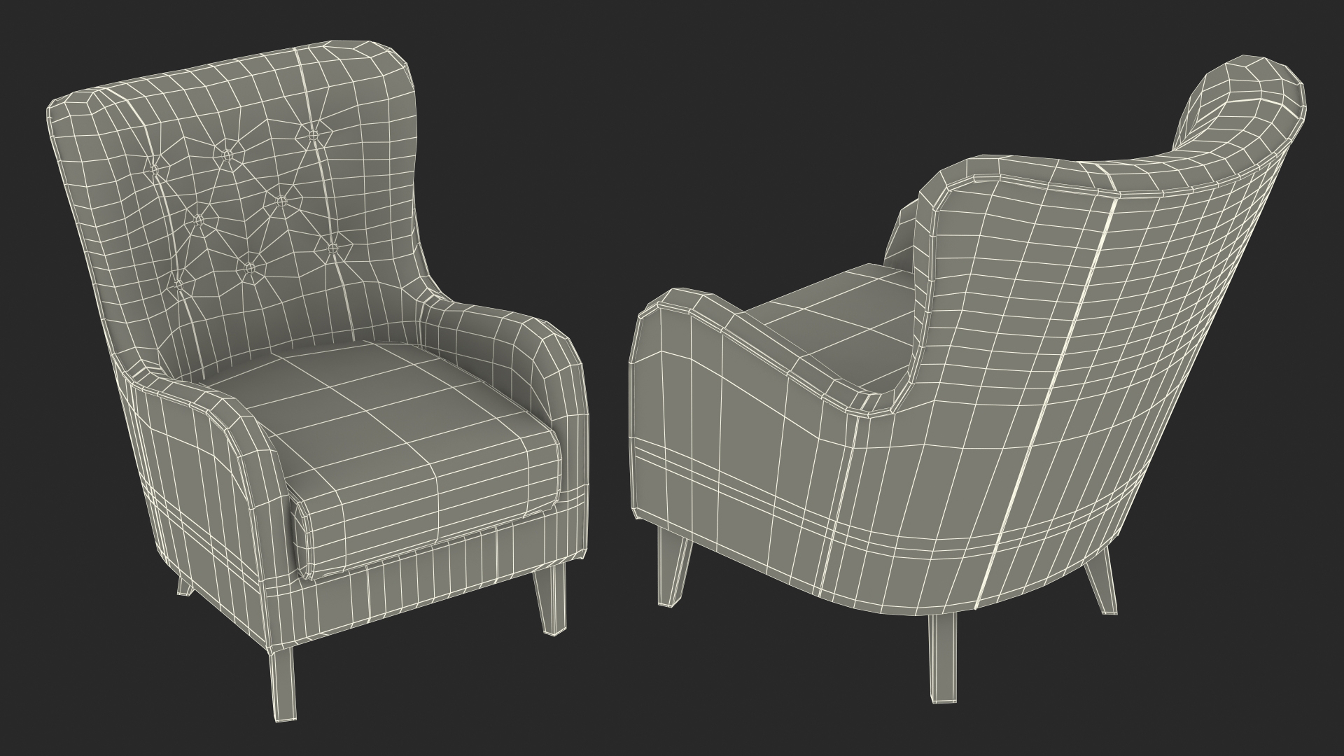 Blue Designer Upholstered Armchair 3D model