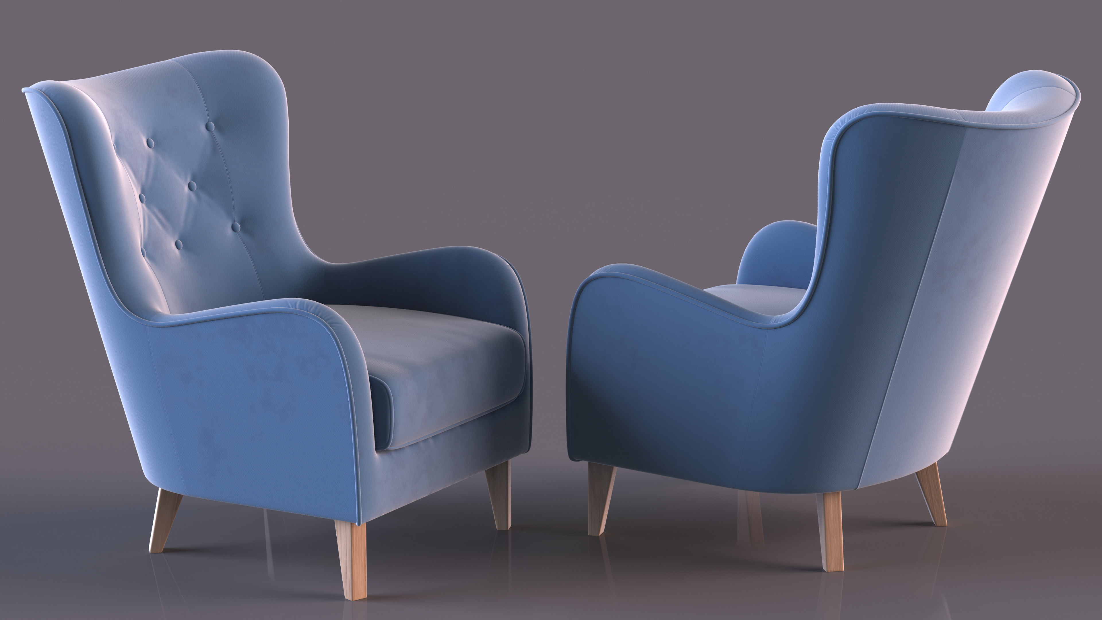 Blue Designer Upholstered Armchair 3D model