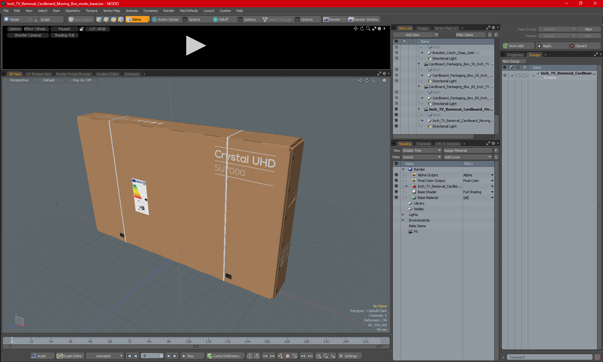 43 Inch TV Removal Cardboard Moving Box 3D model