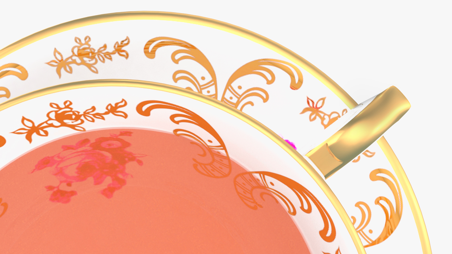 Antique Tea Cup Full of Tea 3D