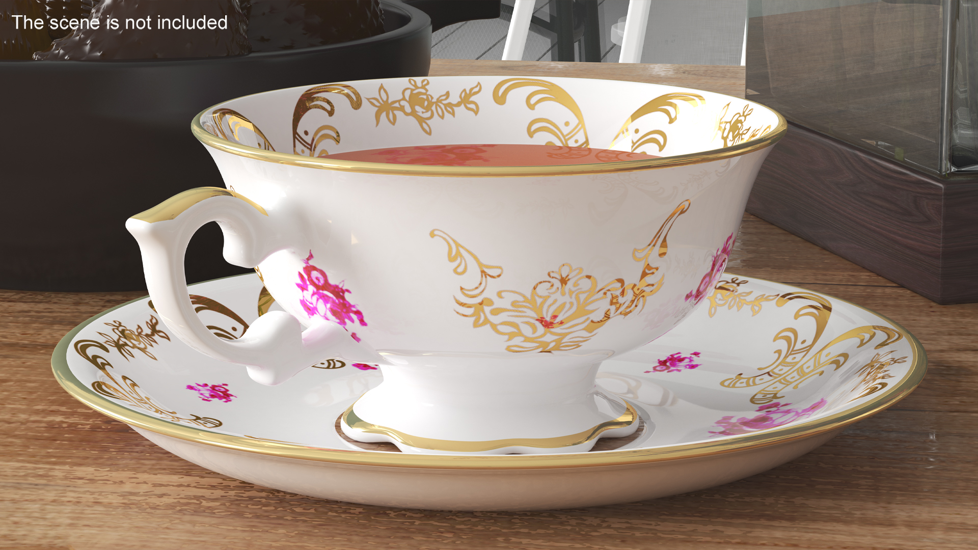 Antique Tea Cup Full of Tea 3D