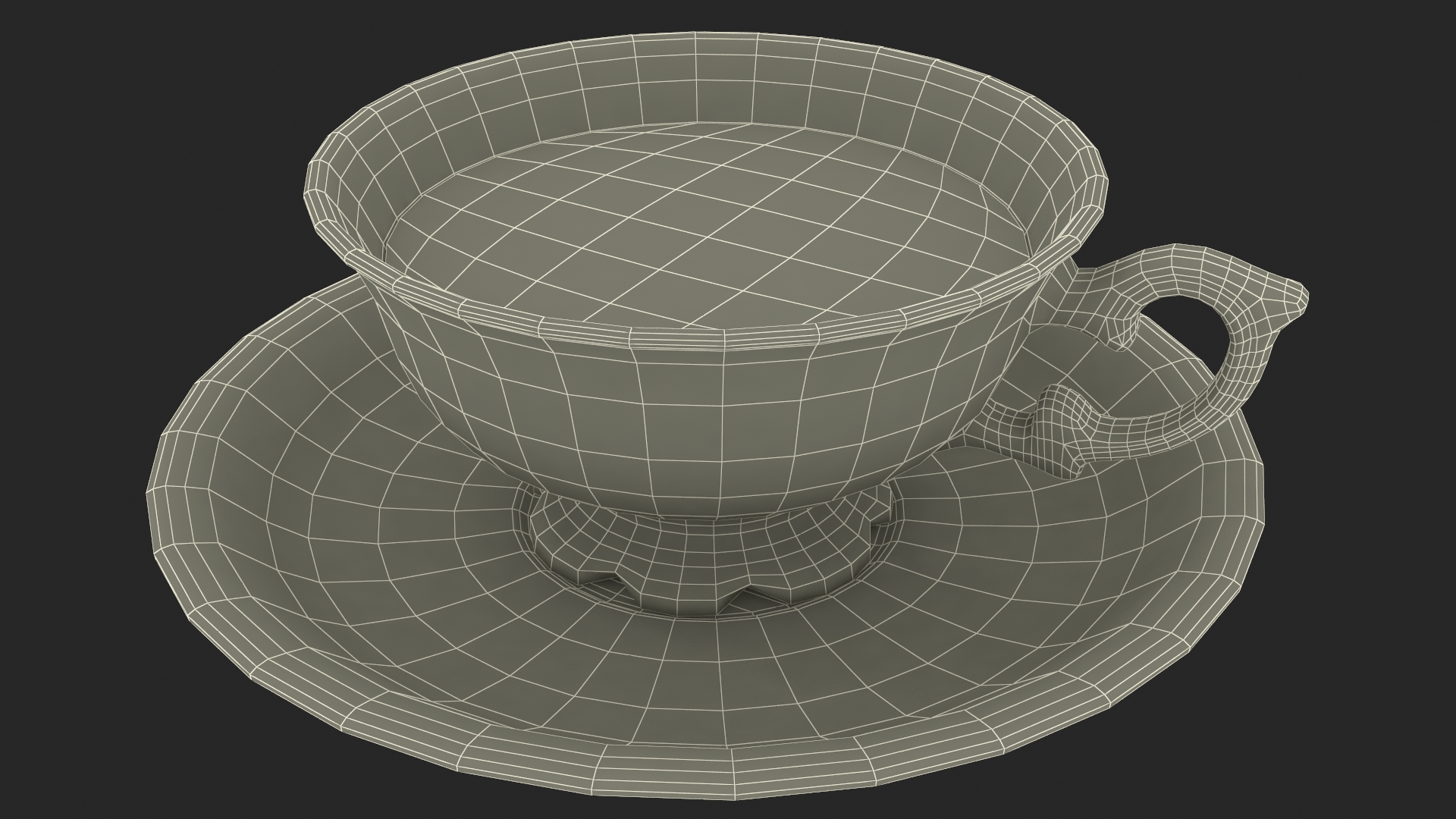 Antique Tea Cup Full of Tea 3D
