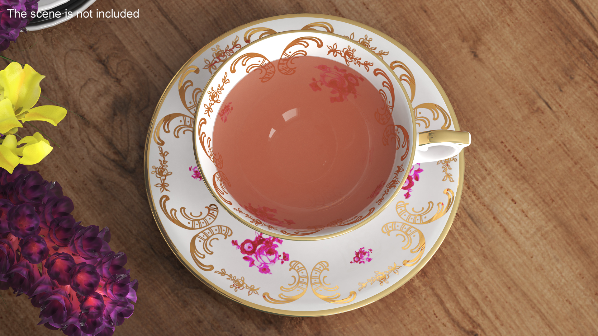 Antique Tea Cup Full of Tea 3D