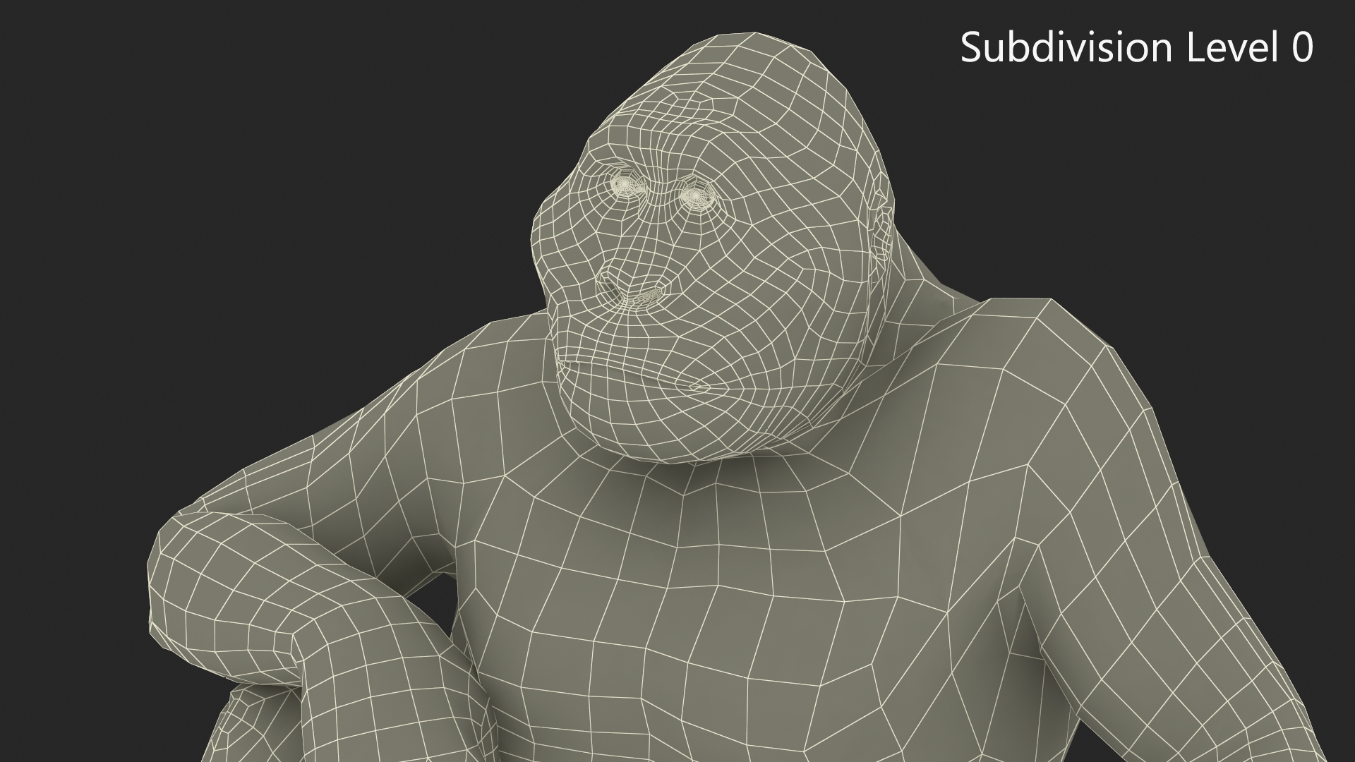 Big Ape Gigantopithecus in Sitting Pose 3D model