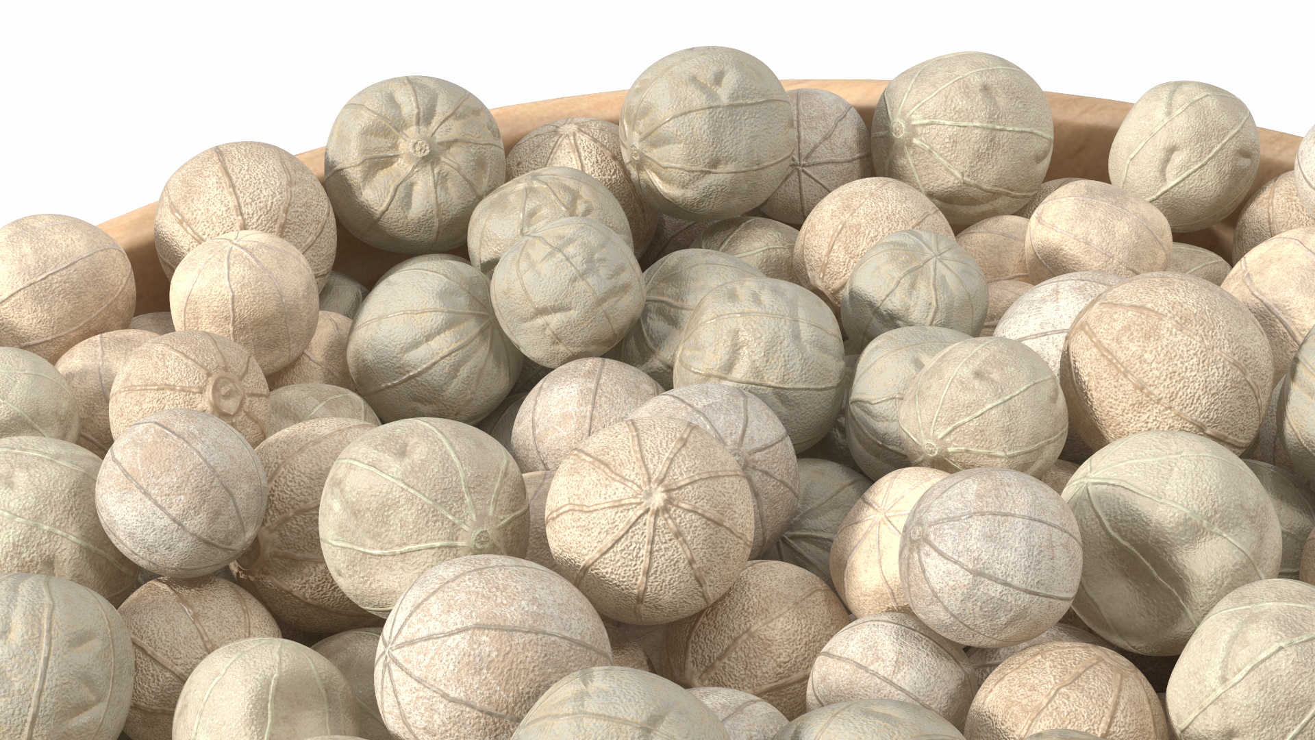 Wooden Bowl with White Dried Peppercorn 3D model