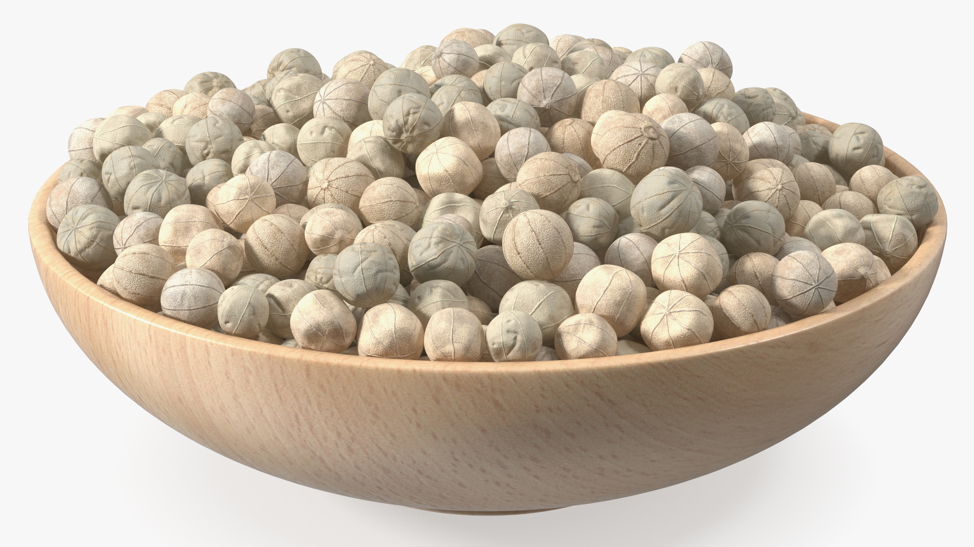 Wooden Bowl with White Dried Peppercorn 3D model