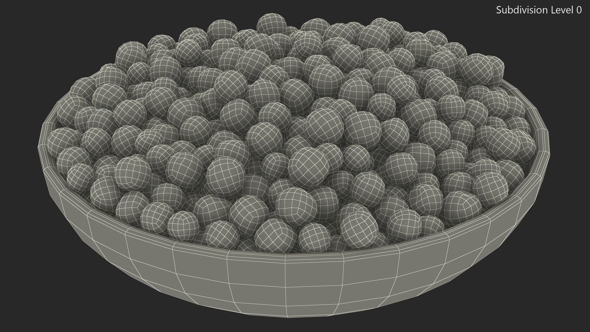 Wooden Bowl with White Dried Peppercorn 3D model