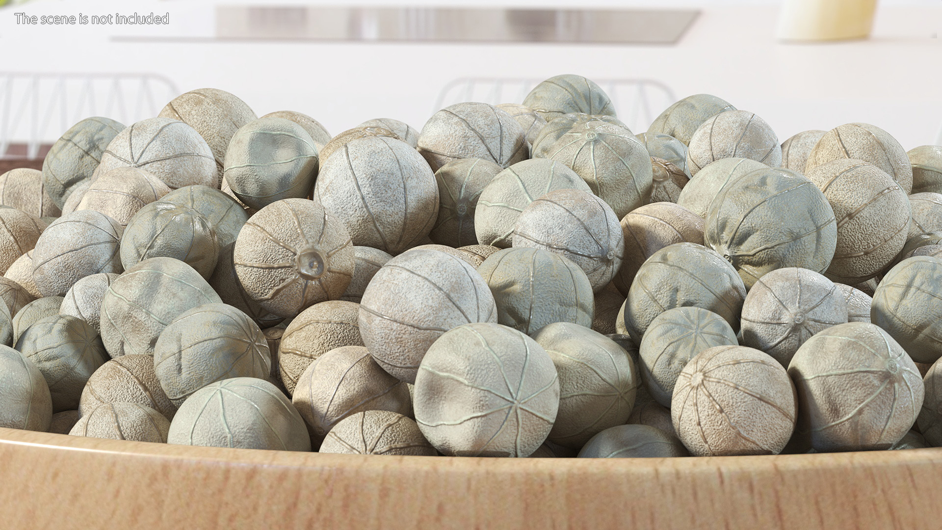 Wooden Bowl with White Dried Peppercorn 3D model