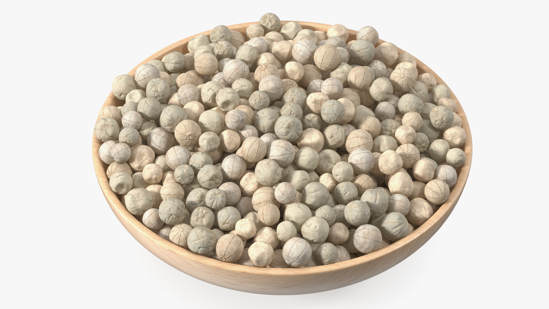 Wooden Bowl with White Dried Peppercorn 3D model
