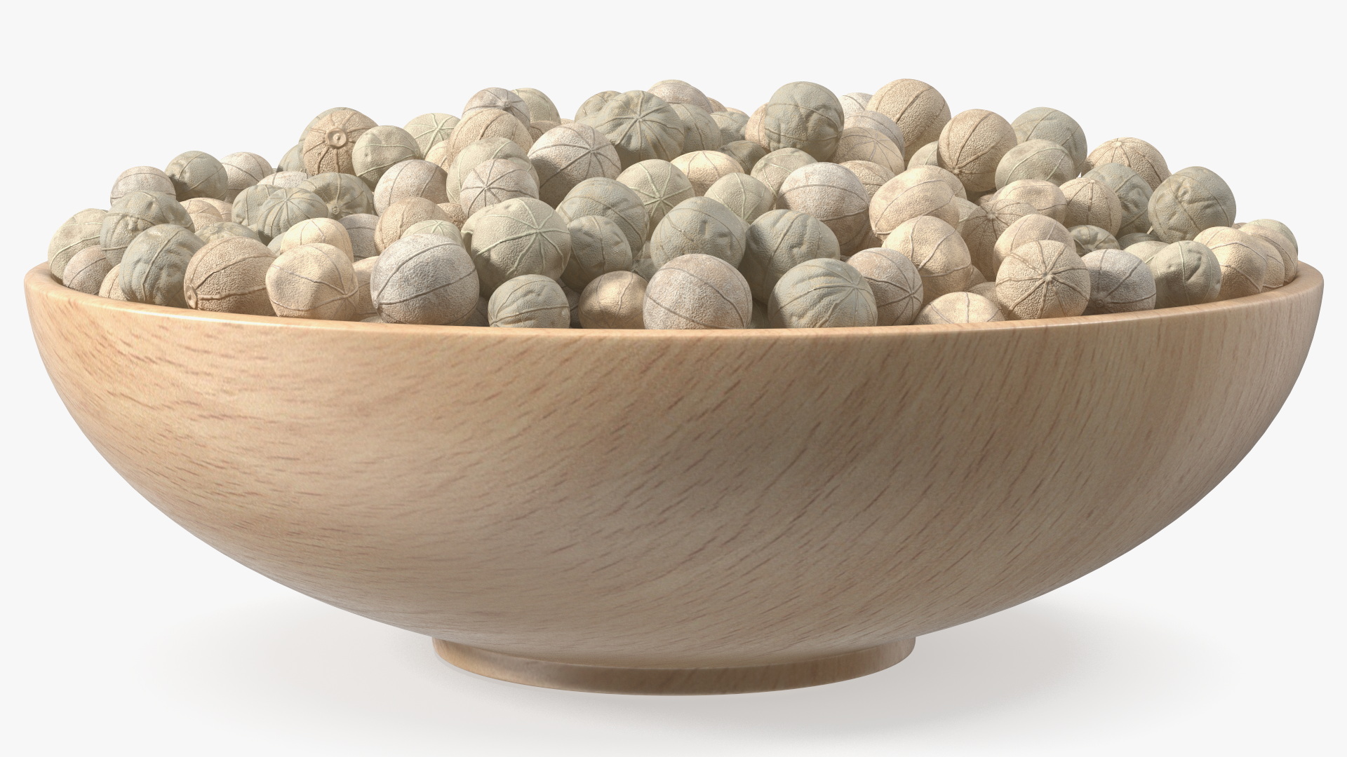 Wooden Bowl with White Dried Peppercorn 3D model