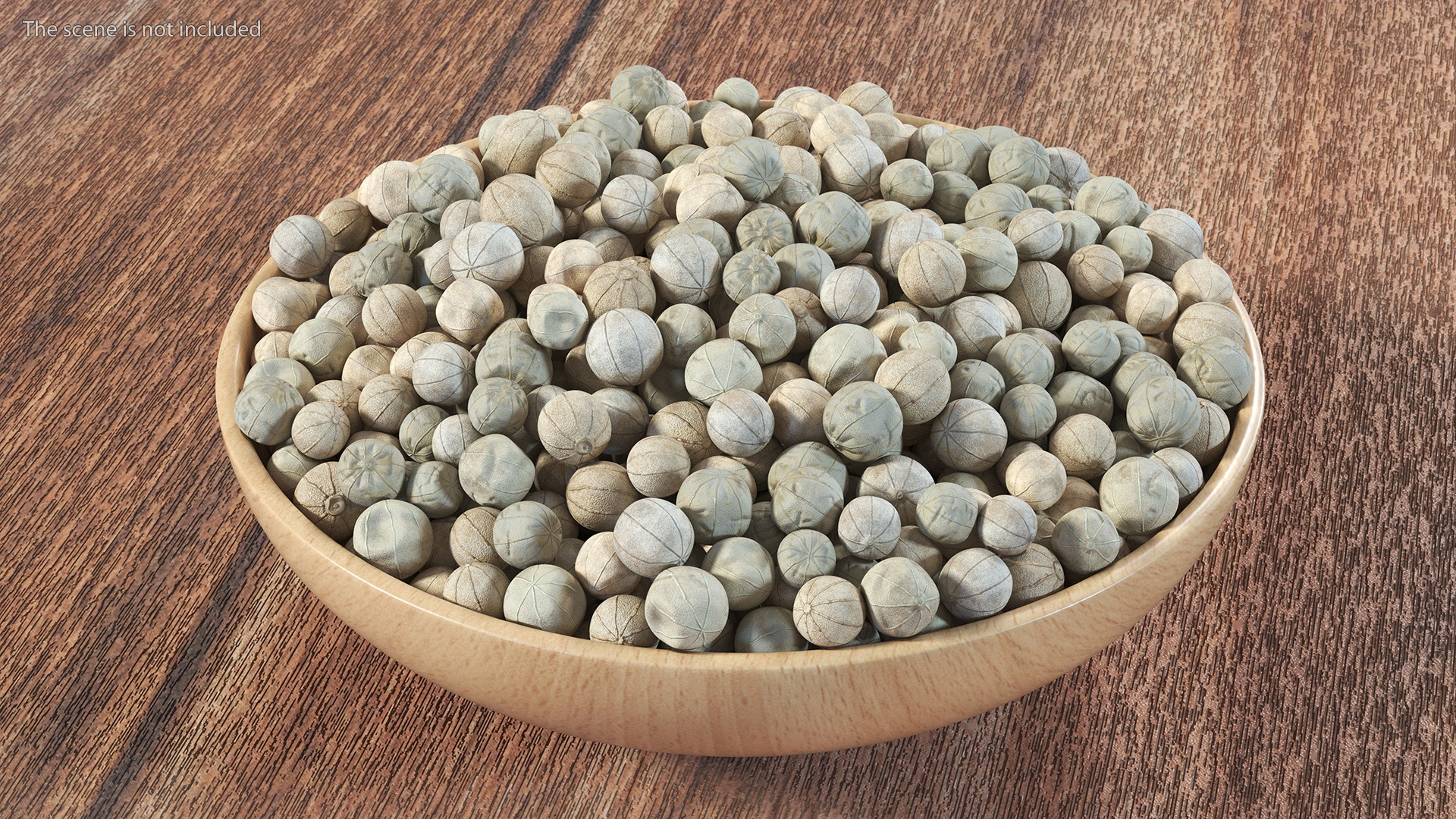 Wooden Bowl with White Dried Peppercorn 3D model