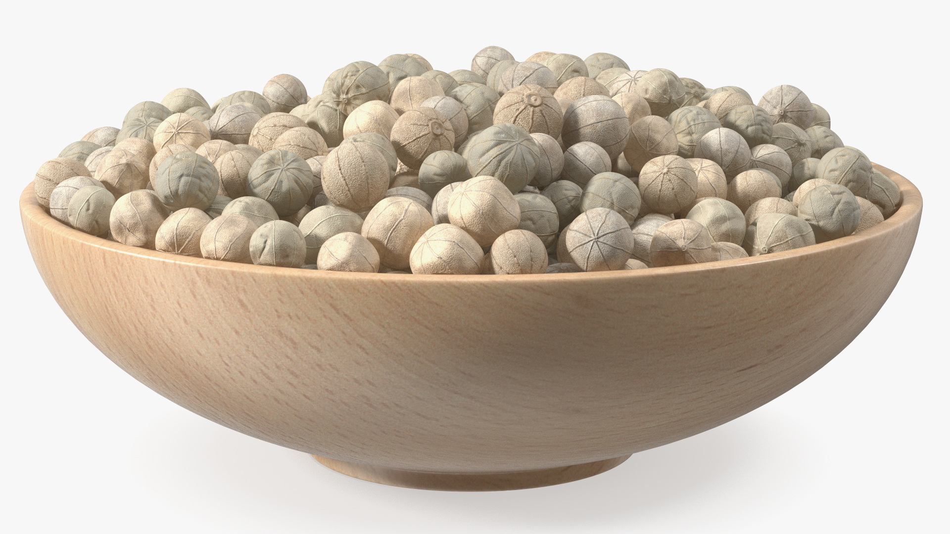 Wooden Bowl with White Dried Peppercorn 3D model