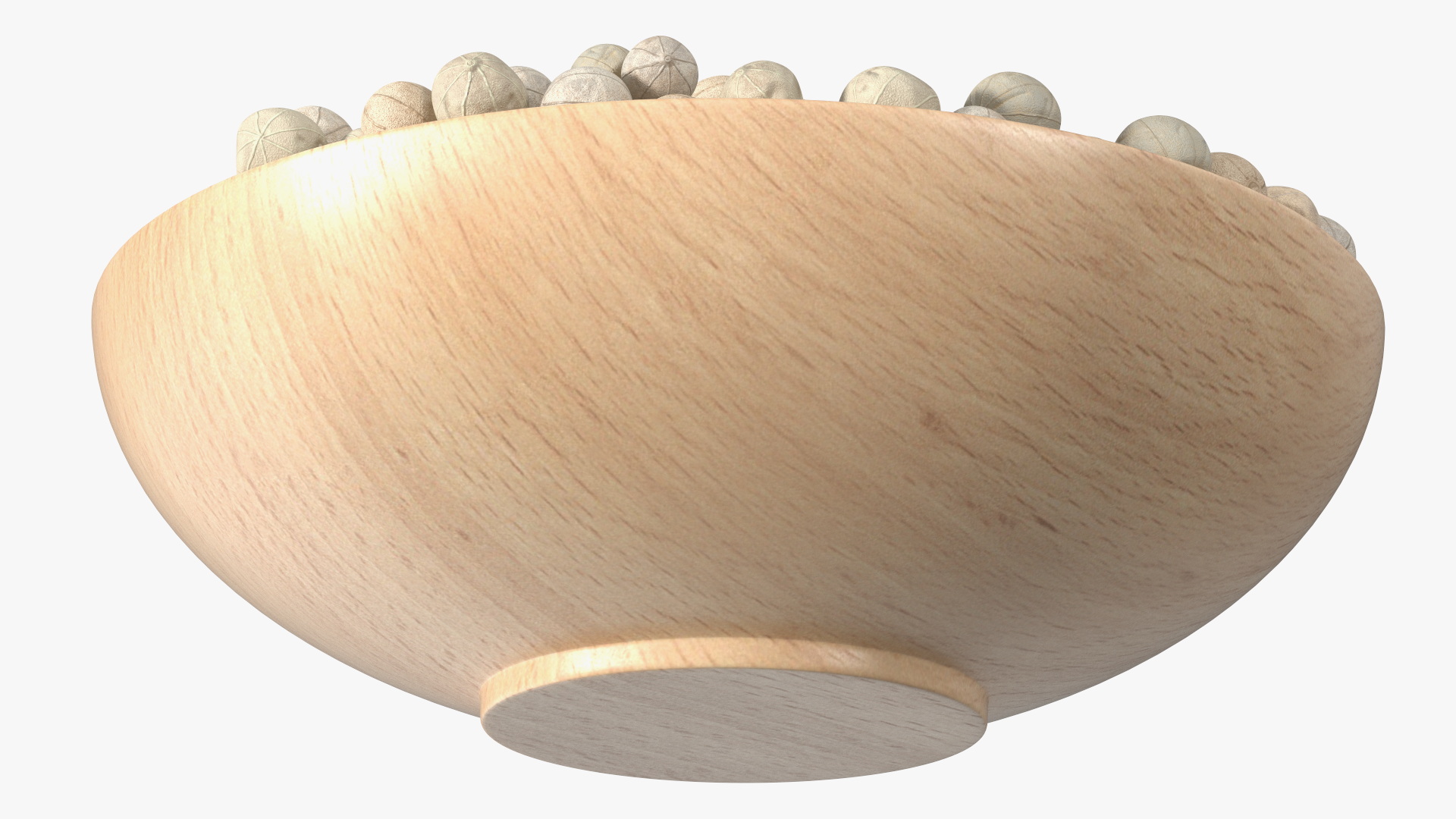 Wooden Bowl with White Dried Peppercorn 3D model