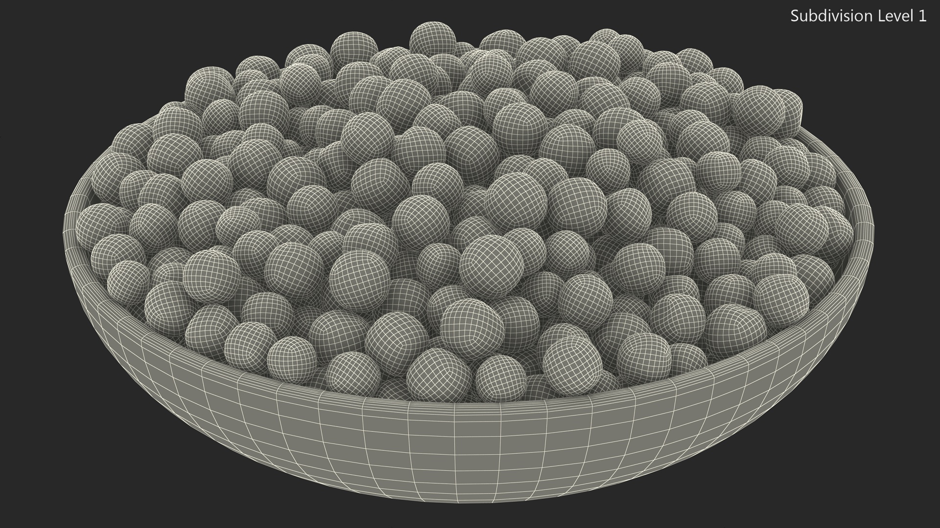 Wooden Bowl with White Dried Peppercorn 3D model