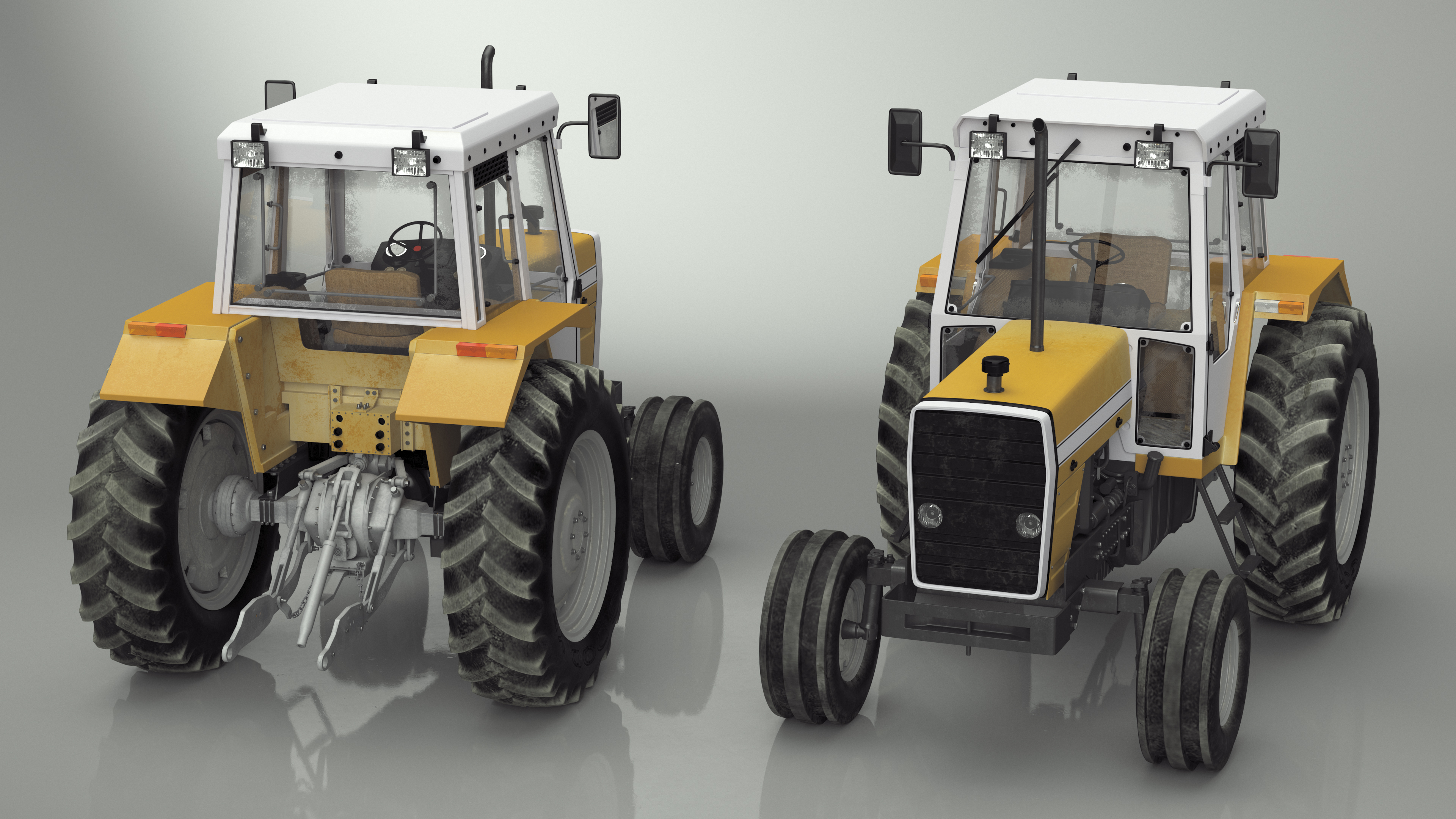 3D Farm Tractor Rigged for Maya model