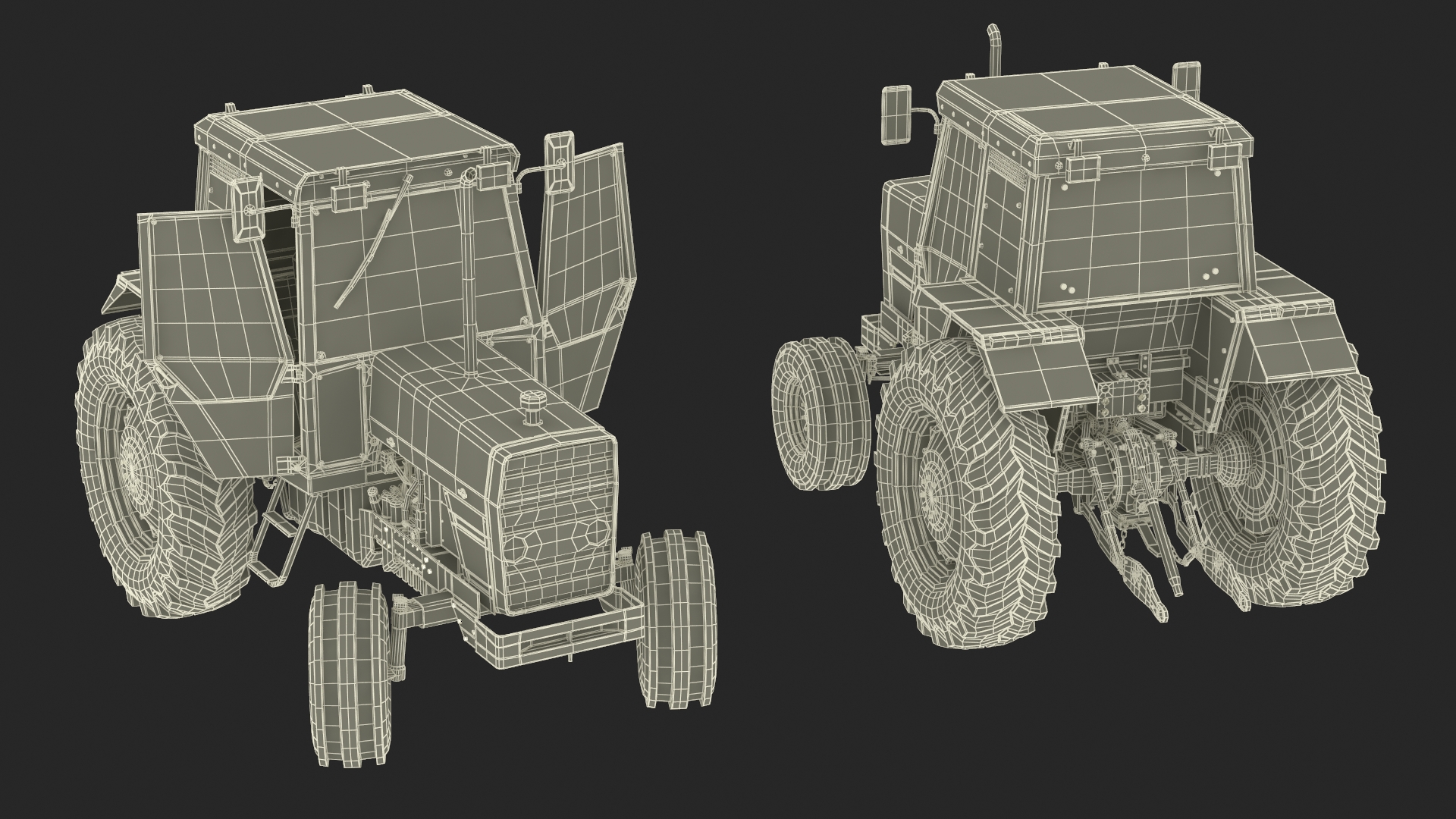 3D Farm Tractor Rigged for Maya model