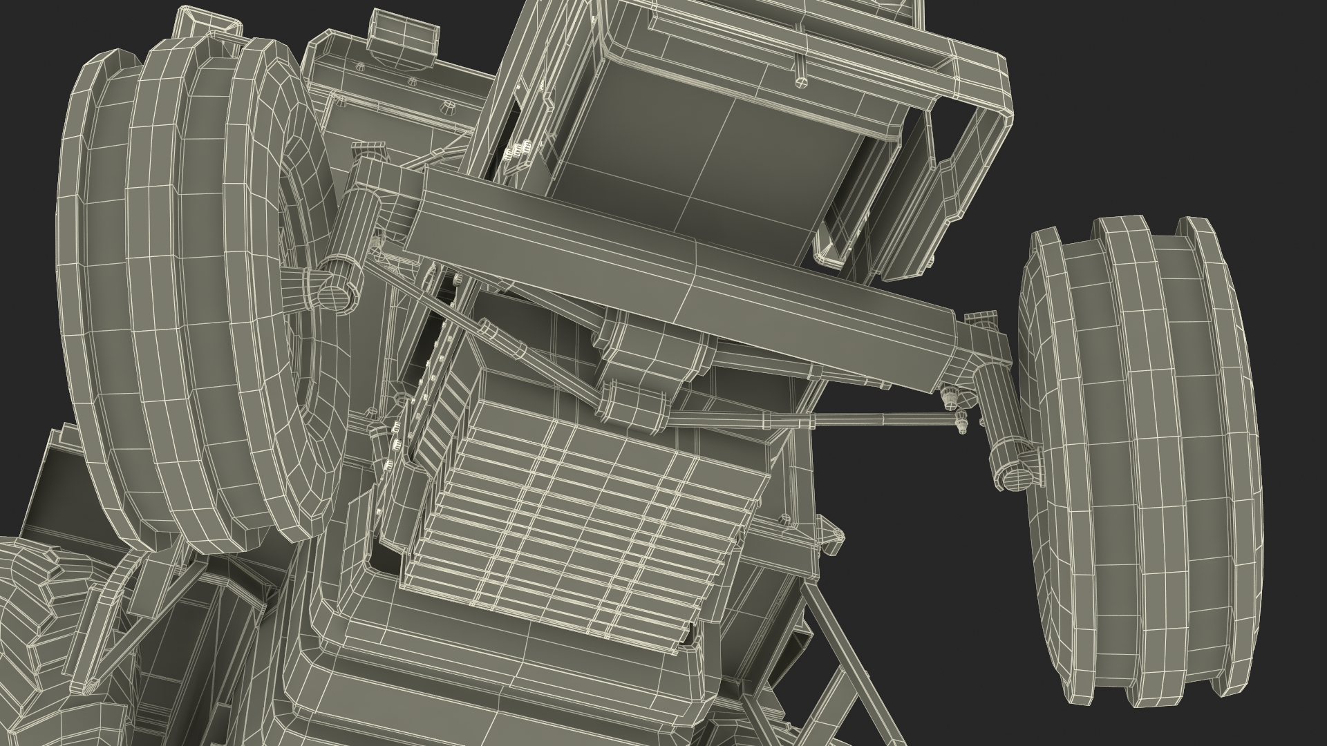 3D Farm Tractor Rigged for Maya model