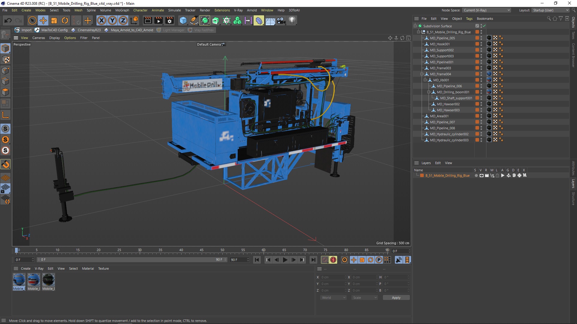 B-51 Mobile Drilling Rig Blue 3D model