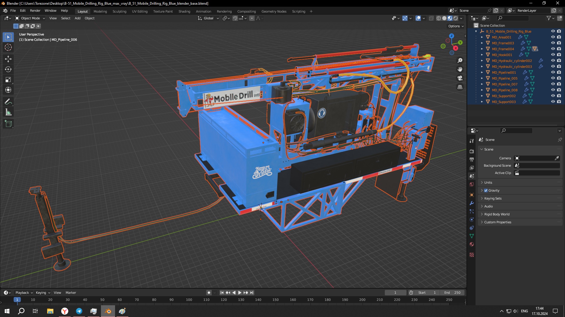 B-51 Mobile Drilling Rig Blue 3D model