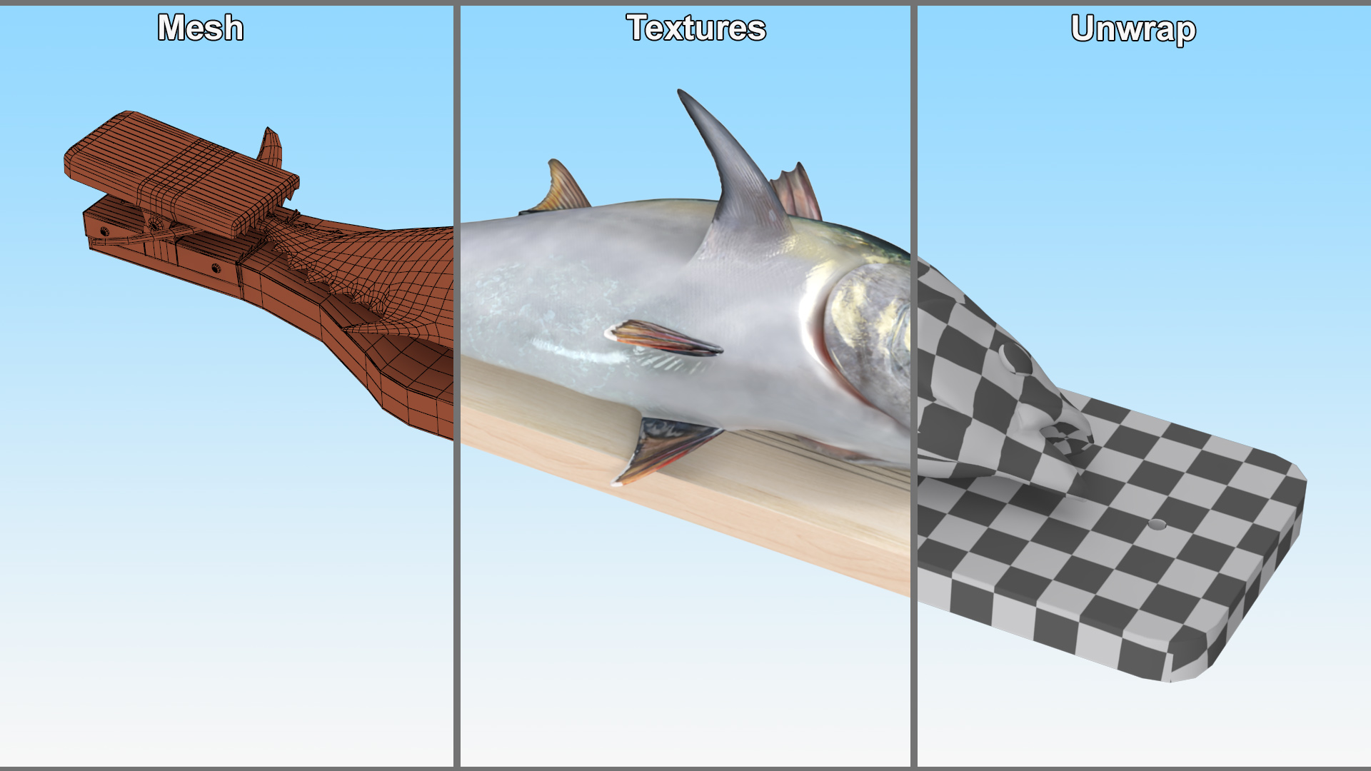 Fish Cleaning Board with Tuna 3D model