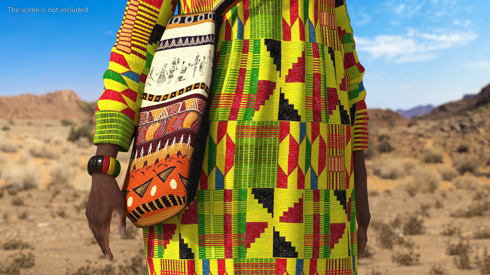 African Woman Wearing Traditional Clothes Rigged for Maya 3D