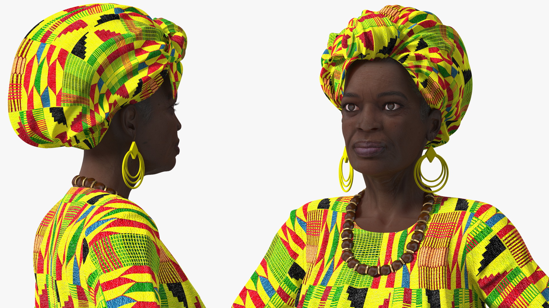 African Woman Wearing Traditional Clothes Rigged for Maya 3D