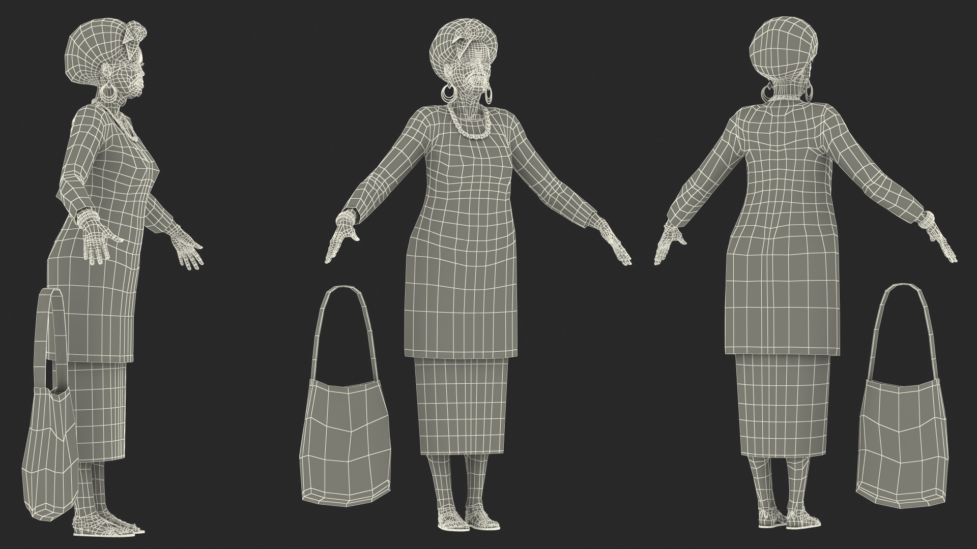 African Woman Wearing Traditional Clothes Rigged for Maya 3D