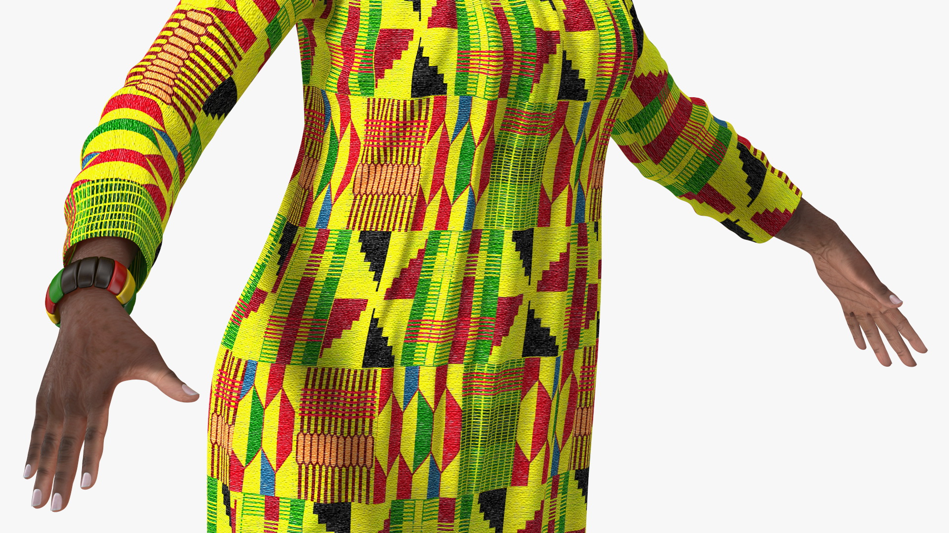 African Woman Wearing Traditional Clothes Rigged for Maya 3D