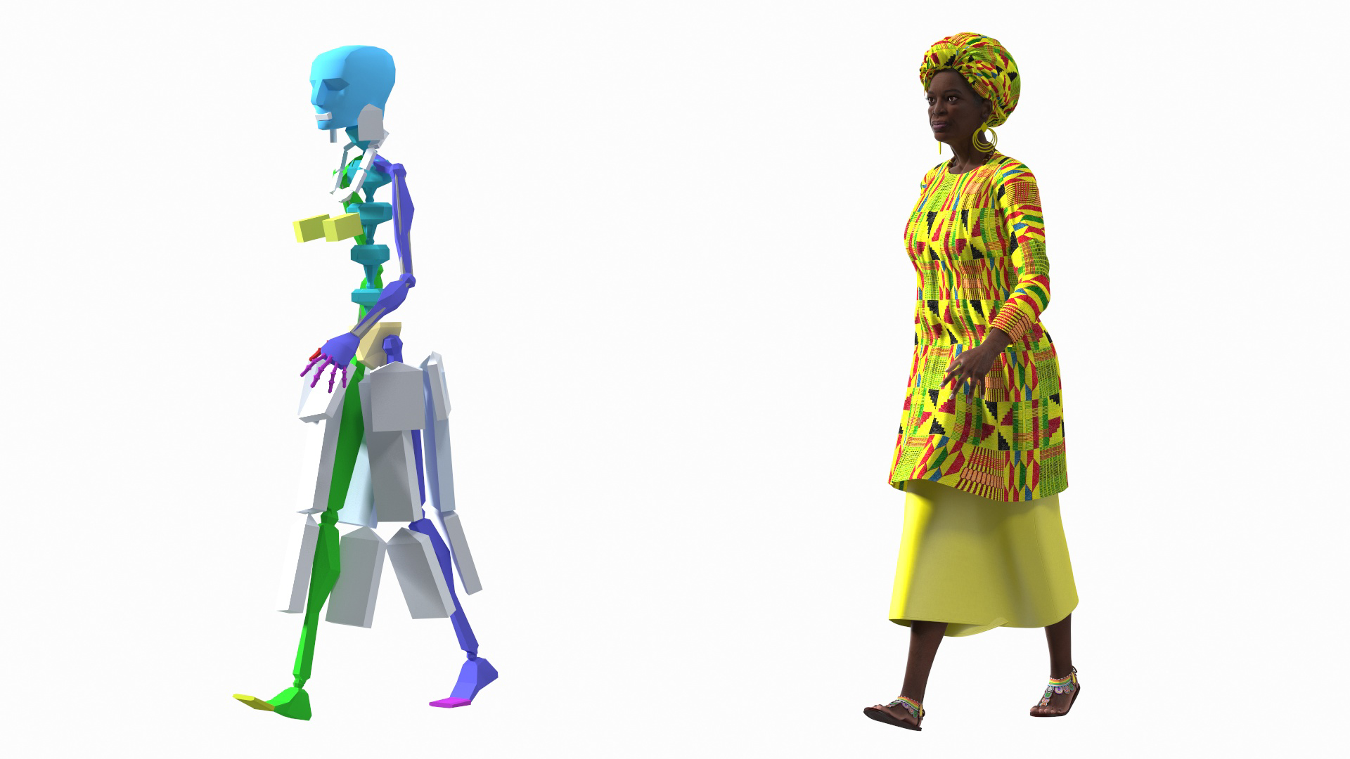 African Woman Wearing Traditional Clothes Rigged for Maya 3D