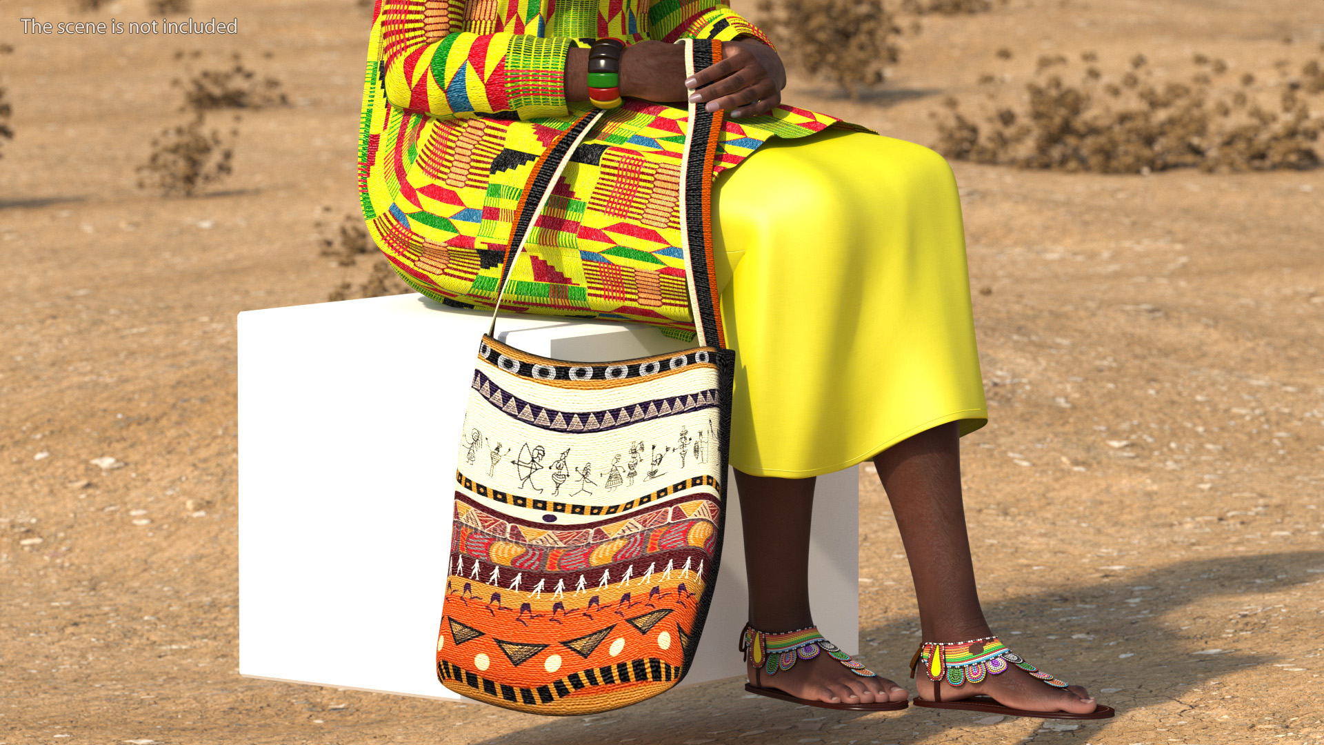 African Woman Wearing Traditional Clothes Rigged for Maya 3D