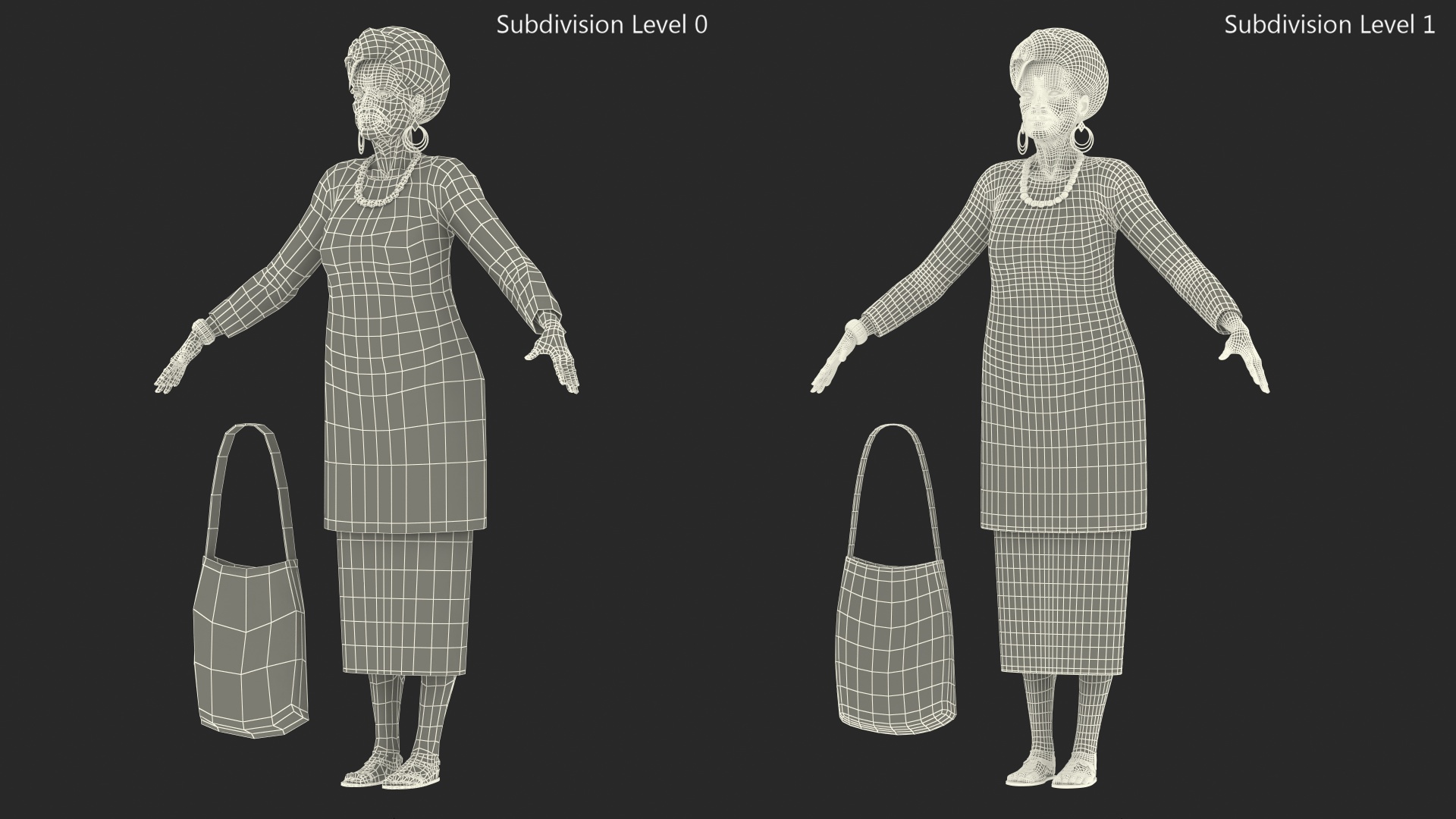 African Woman Wearing Traditional Clothes Rigged for Maya 3D