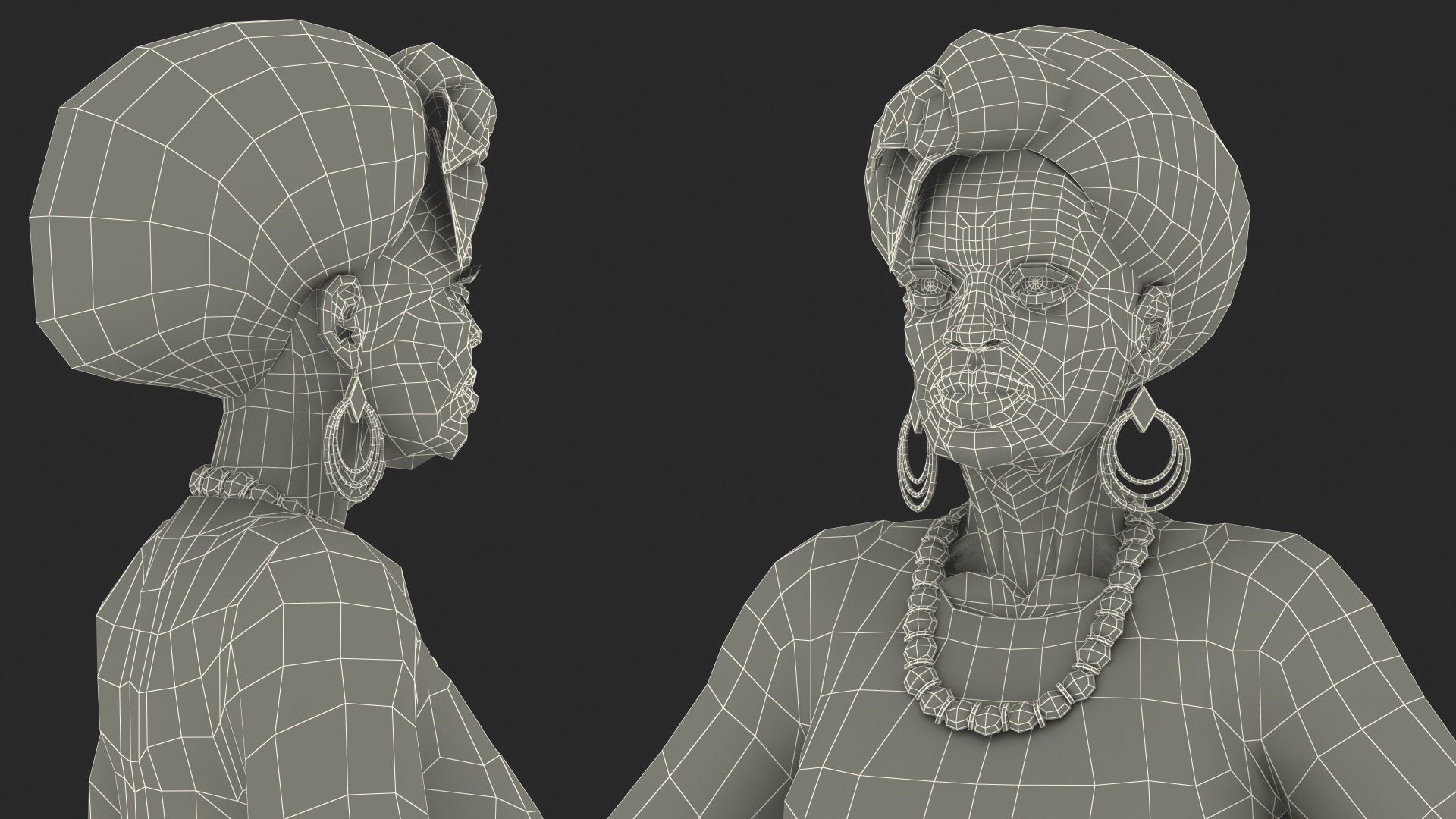 African Woman Wearing Traditional Clothes Rigged for Maya 3D