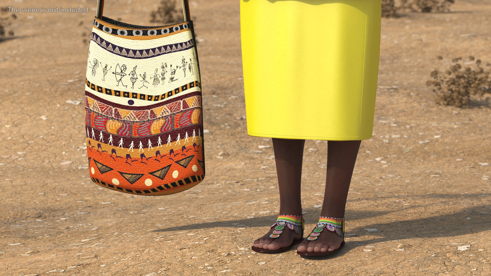 African Woman Wearing Traditional Clothes Rigged for Maya 3D