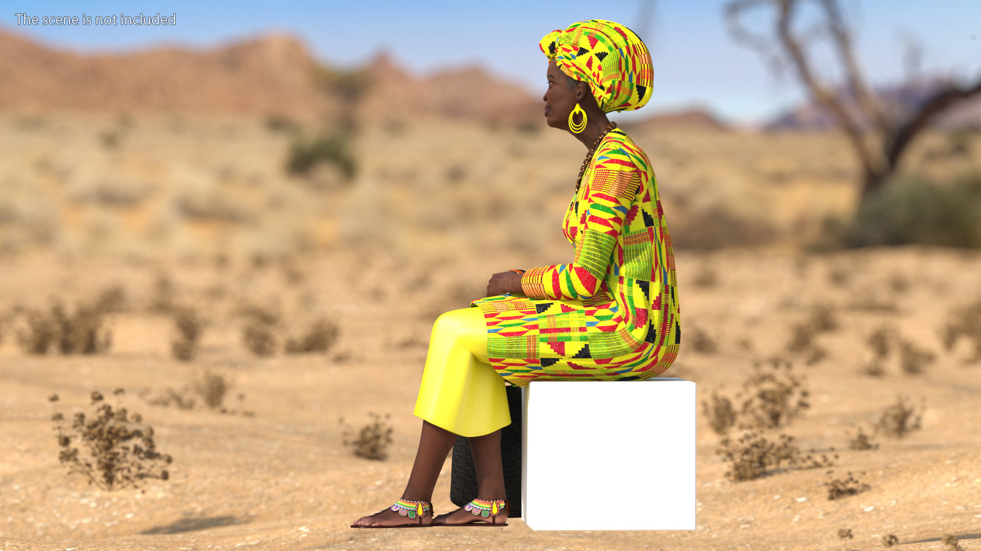 African Woman Wearing Traditional Clothes Rigged for Maya 3D