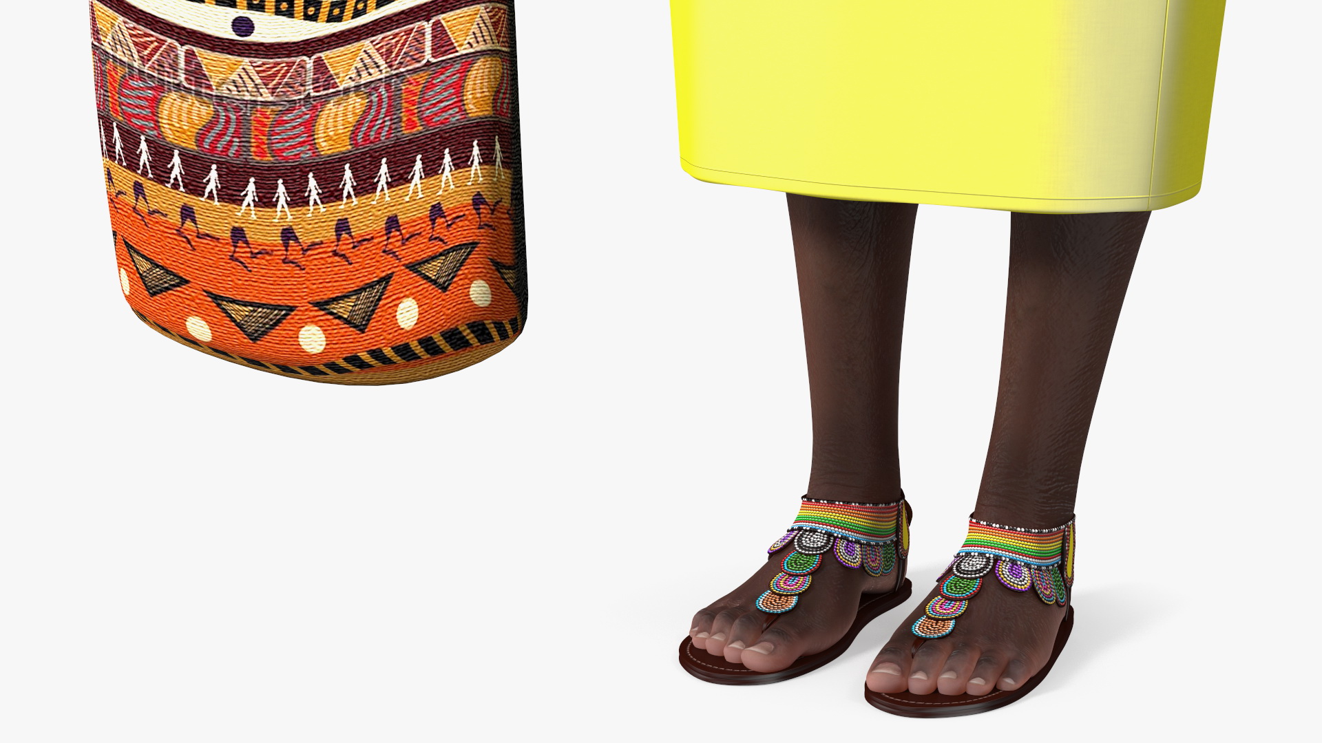 African Woman Wearing Traditional Clothes Rigged for Maya 3D