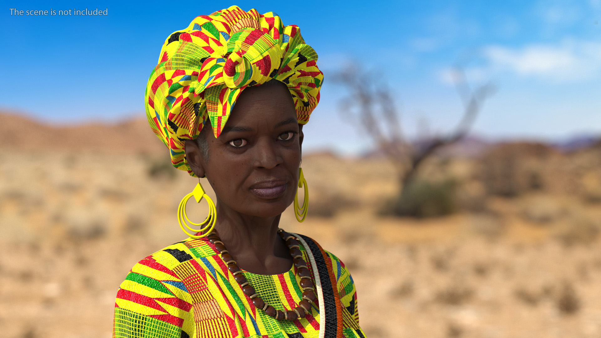African Woman Wearing Traditional Clothes Rigged for Maya 3D