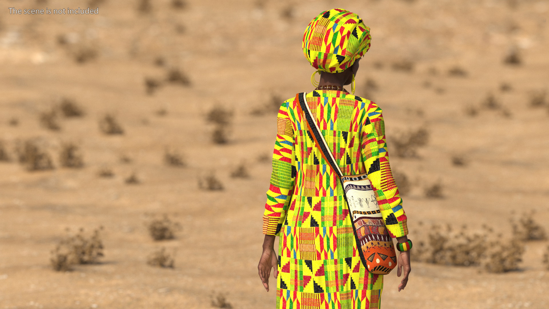 African Woman Wearing Traditional Clothes Rigged for Maya 3D