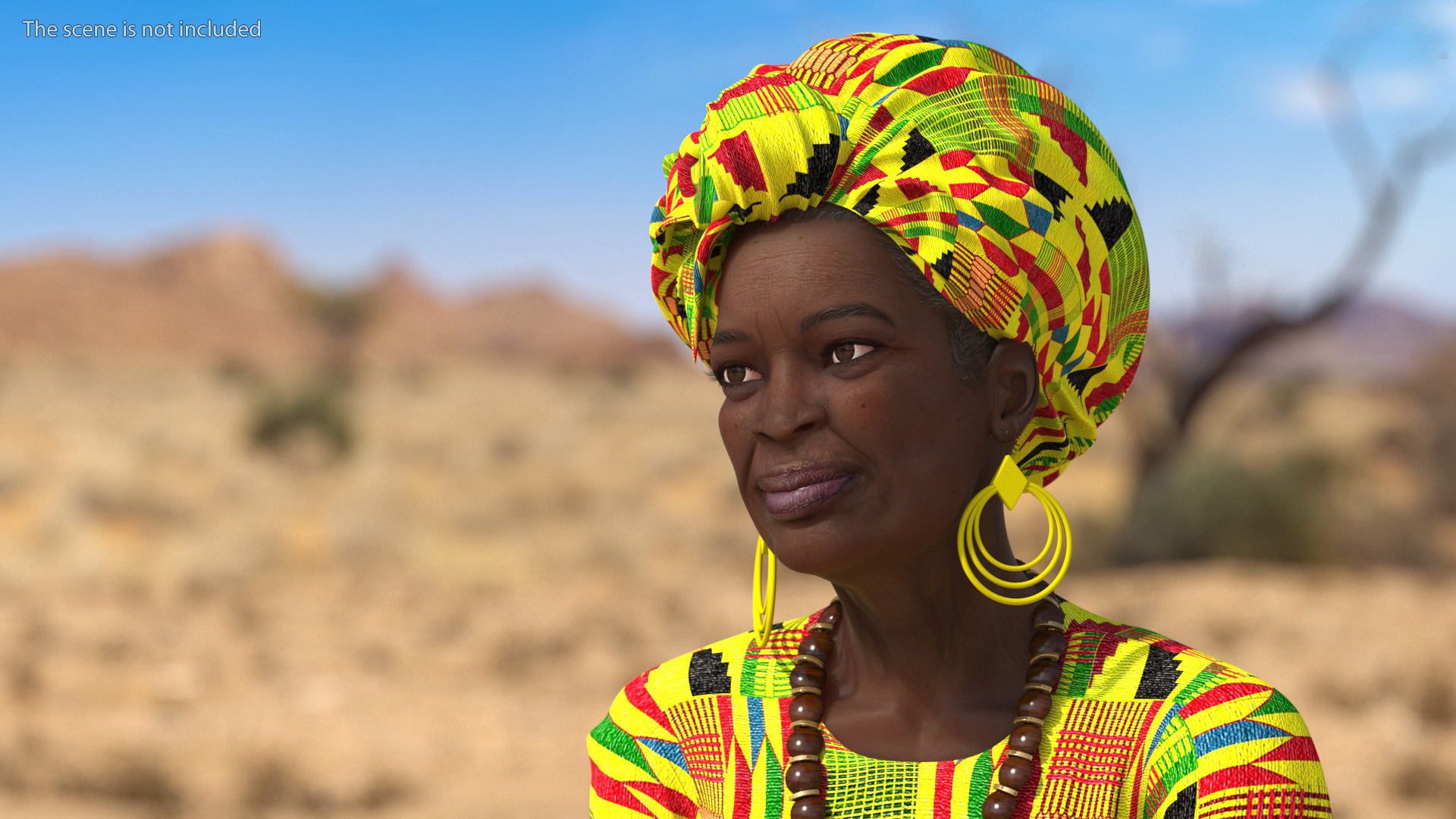 African Woman Wearing Traditional Clothes Rigged for Maya 3D