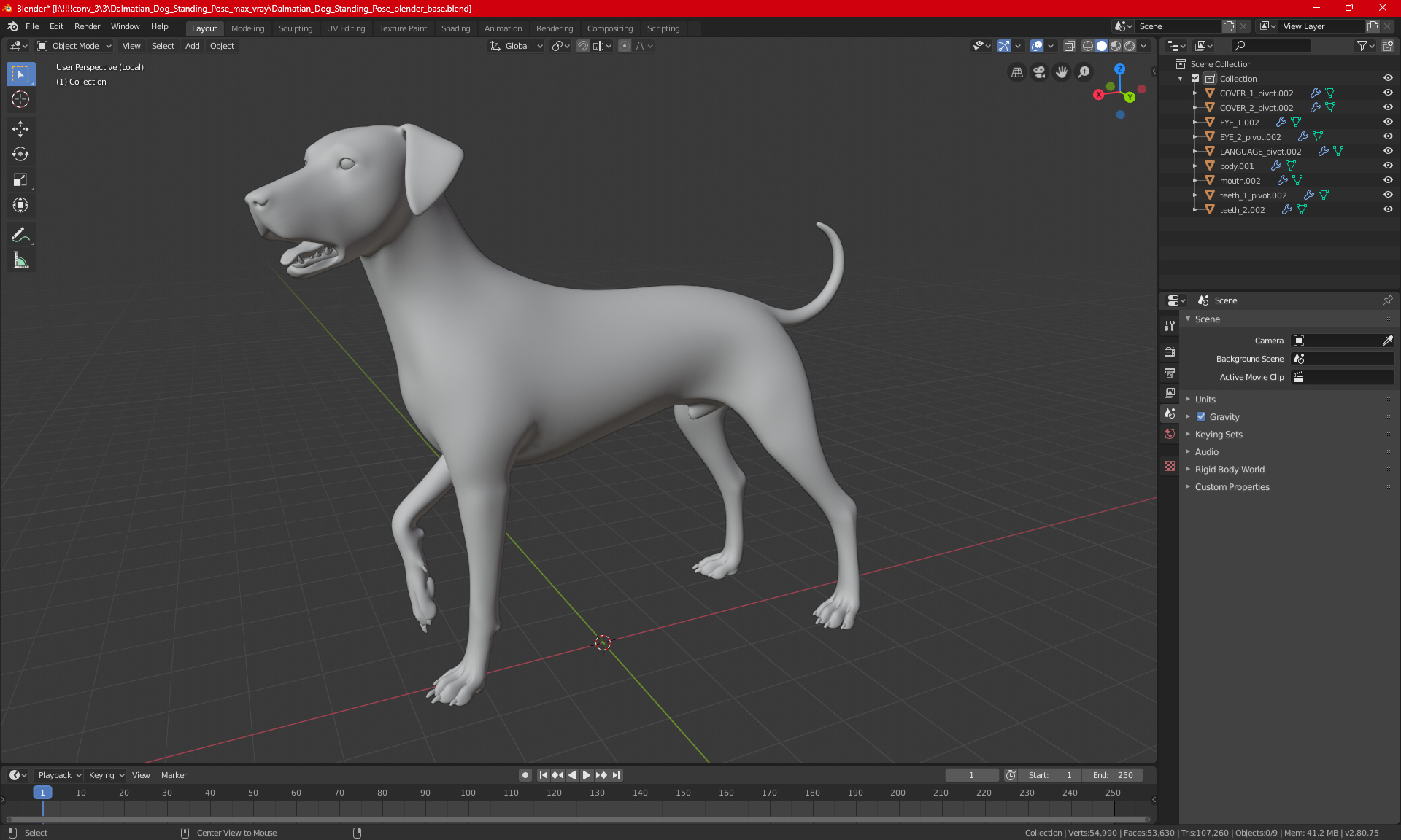Dalmatian Dog Standing Pose 3D