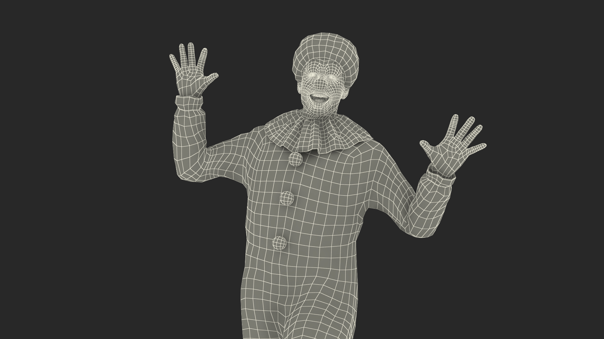 3D Funny Clown Costume Dancing Pose Fur