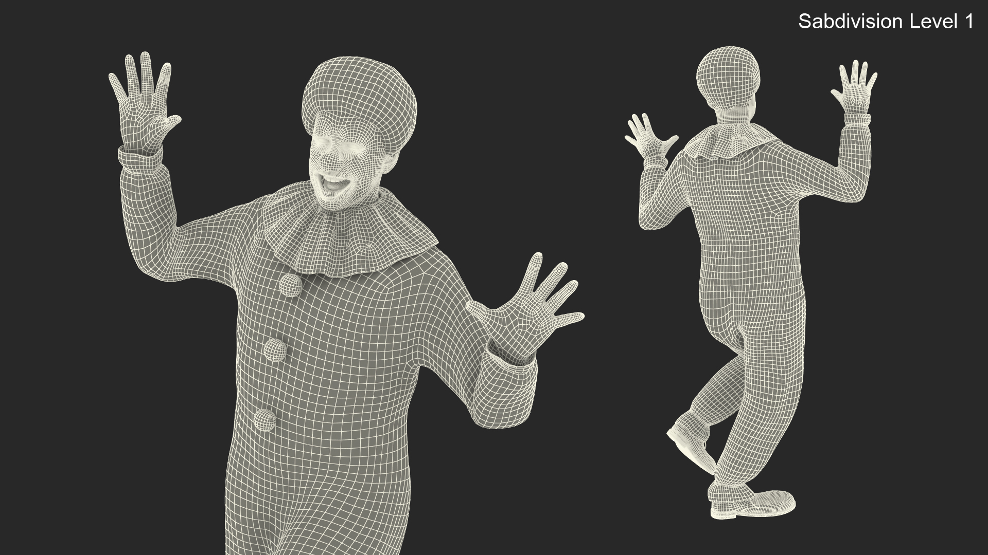 3D Funny Clown Costume Dancing Pose Fur