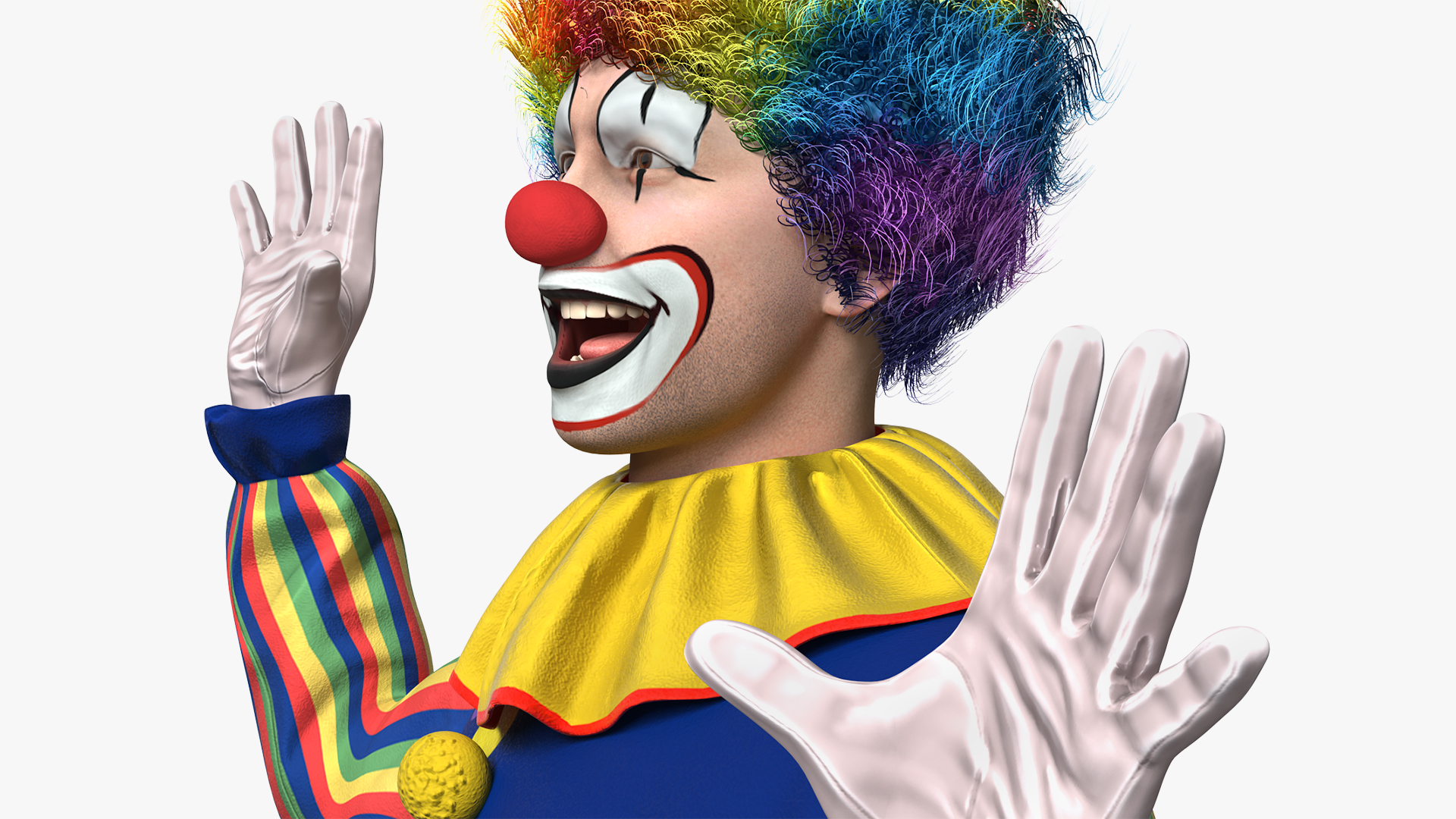 3D Funny Clown Costume Dancing Pose Fur