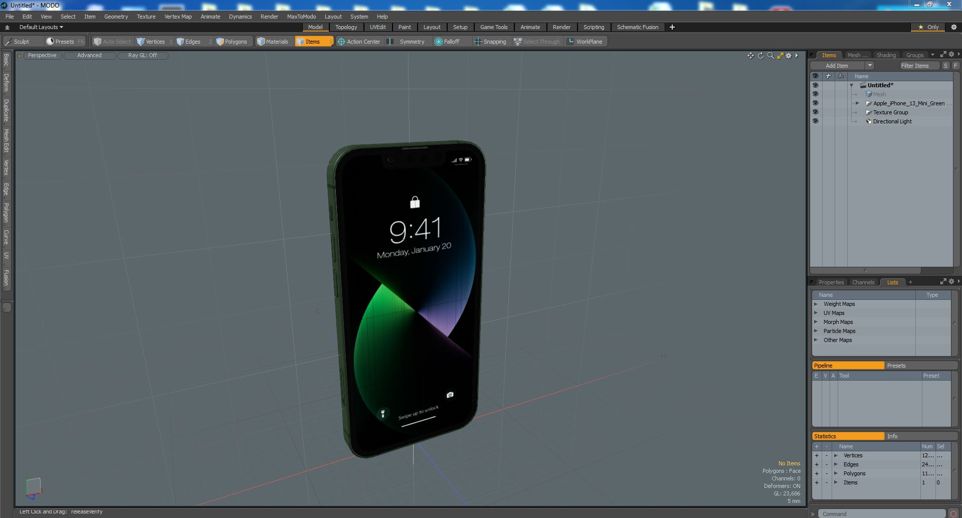 3D Apple iPhone 13 Mini Green