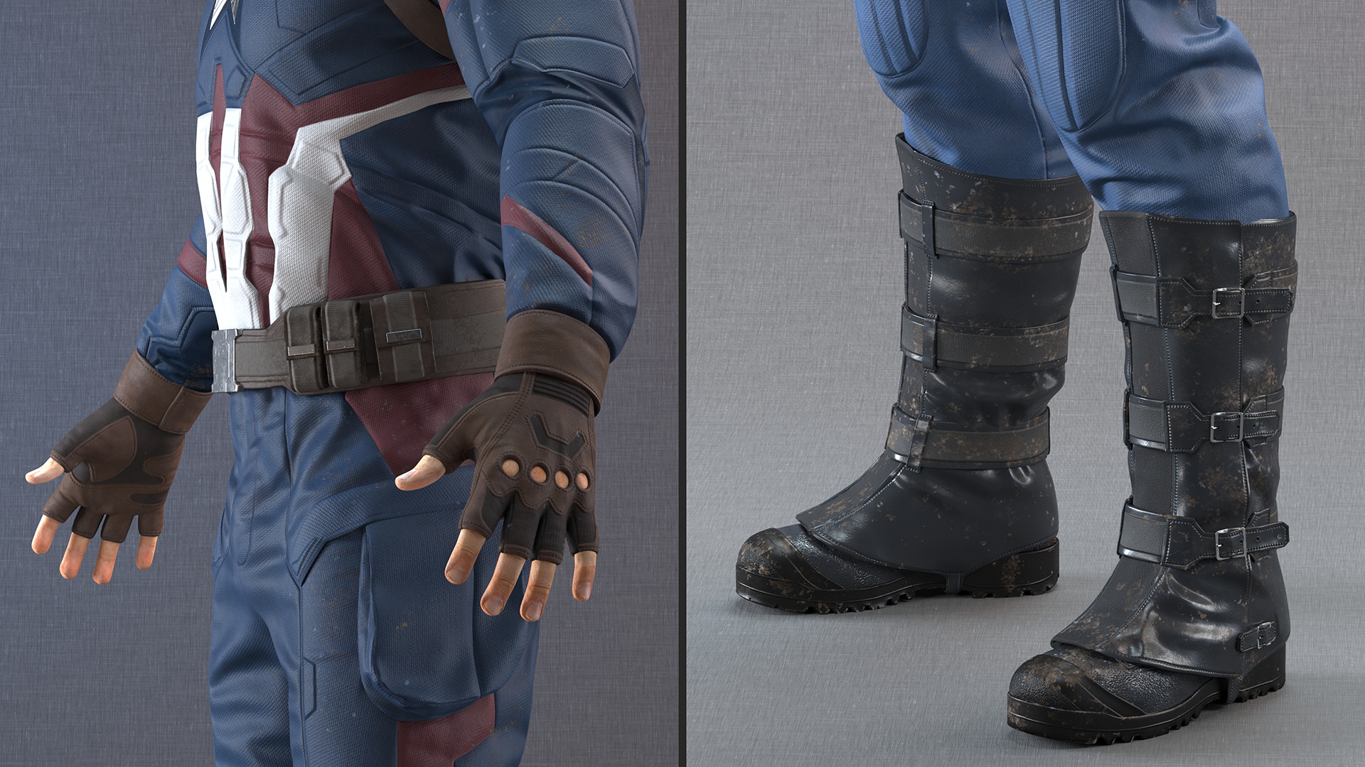 3D Character Captain America in Shabby Suit Rigged for Maya
